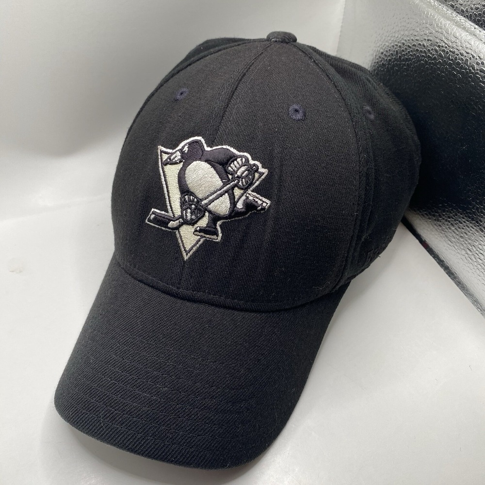 Pittsburgh Penguins Hat Reebok Flex Fit Fitted‎ Small Medium Black Cleaned